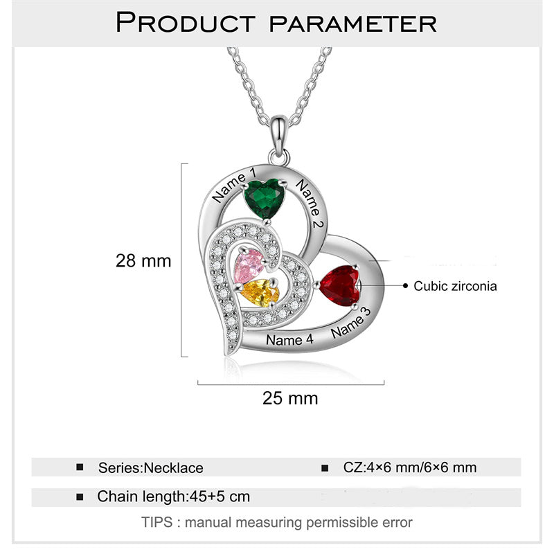 Sterling Silver Personalized Name Birthstone Mothers Necklace for Women
