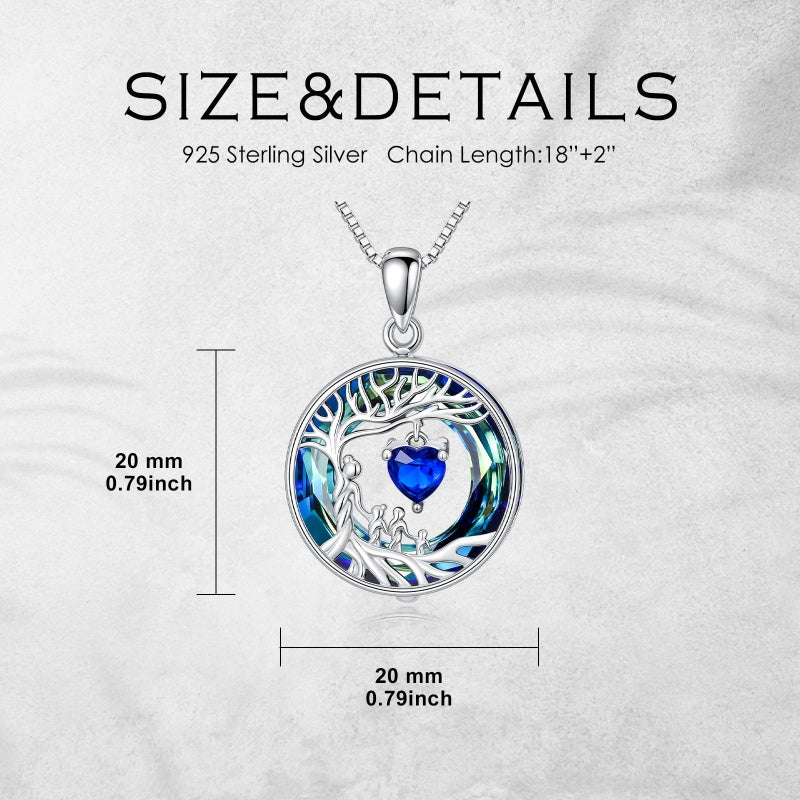 Sterling Silver Crystal  Tree of Life Mother and 1-4 Daughter Son Pendant Necklace Birthday Christmas Gift