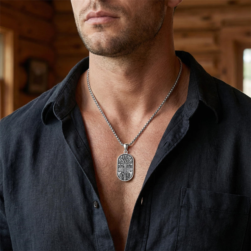 Sterling Silver Memento Mori Tree of Life Anubis Pendant Viking Amulet   Protection Pendant Necklace Egyptian Jewelry