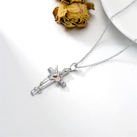 Sterling Silver Cross Bee Hummingbird Butterfly Dove Red Cardinal Pendant Necklace for Her