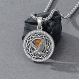 Sterling Silver Tiger Eye Eagle Lion Pendant Necklace for Men