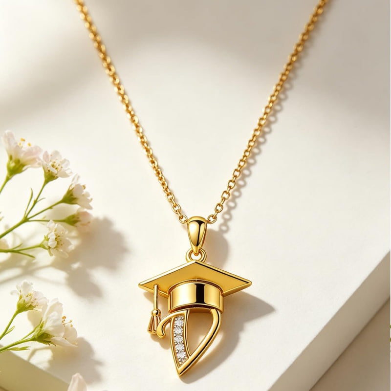 Initial  Graduation 14K Gold Plated Inspiring Grad Pendant Necklace Graduations Jewelry Gifts