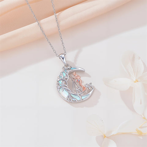 Sterling Silver Moonstone Tree of Life Art Book Pendant Necklace for Book Lover