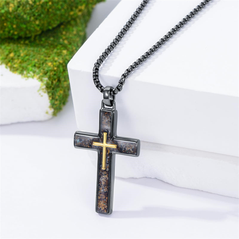 Sterling Silver Cross Religious Necklace for Men
