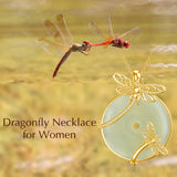 14K Gold Plated Natural Jade Hummingbird Cat Dragonfly Butterfly Bee Pendant Necklace for Women