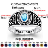 Sterling Silver Personalized Birthstone Engraved Class Rings for Women Graduation Gift
