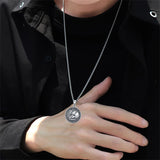 Sterling Silver Memento Mori Gothic Skull Amulet Pendant Necklace for Men