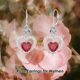 Sterling Silver Heart Cubic Zirconia Sunflower Rose Daisy Lily Lotus Hibiscus Dangle Earrings