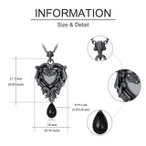 Sterling Silver Gothic Witches Heart Pendant Necklace