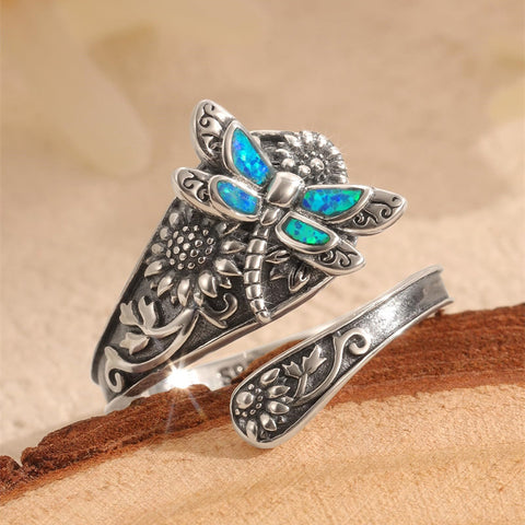 Sterling Silver Oxidized Dragonfly Butterfly Hummingbird Sea Turtle Anchor CrossTree of Life Sunflower Spoon Ring