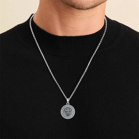 Sterling Silver  Bull Pendant Necklace