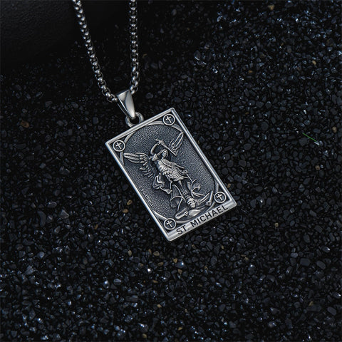 Sterling Silver Saint Anthony Saint Jude Saint Christopher   Saint Michael Amulet Religious Pendant Necklace