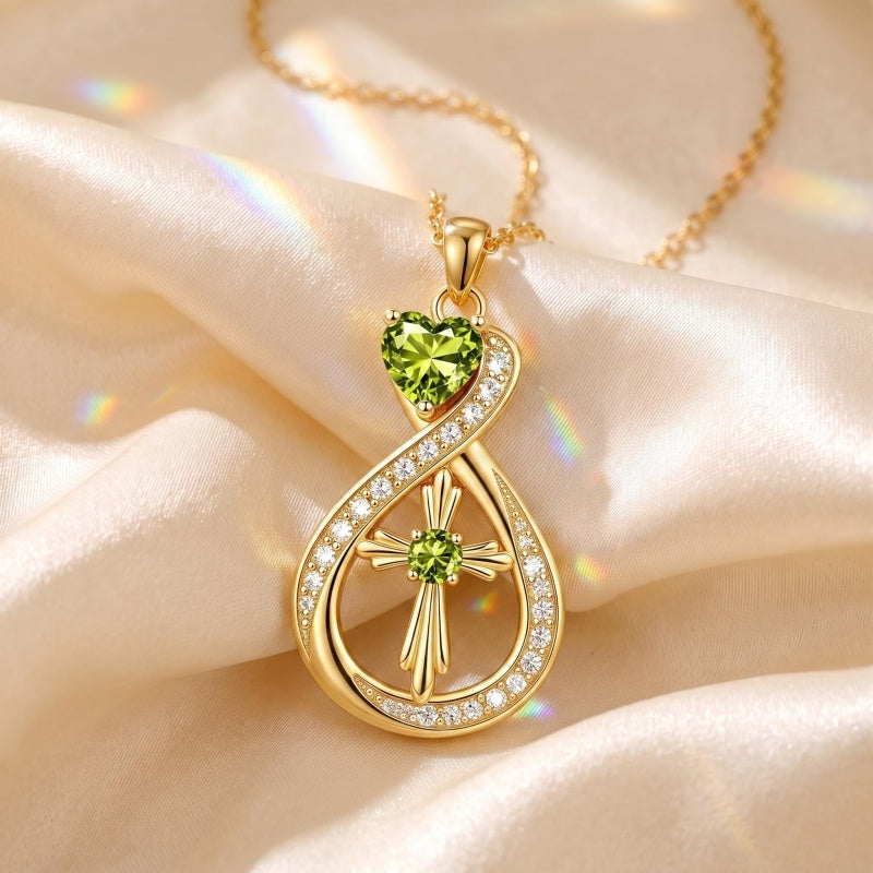 14K Gold Plated Infinity Birthstone  Butterfly Cross Necklace for Women