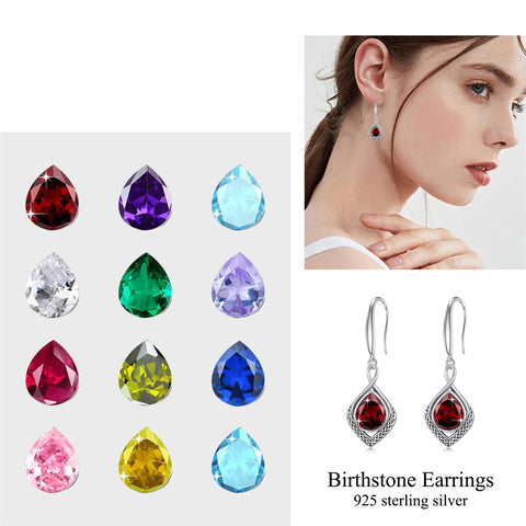 Sterling Silver Birthstone Celtic Knot  Infinity Earrings Christmas Jewelry