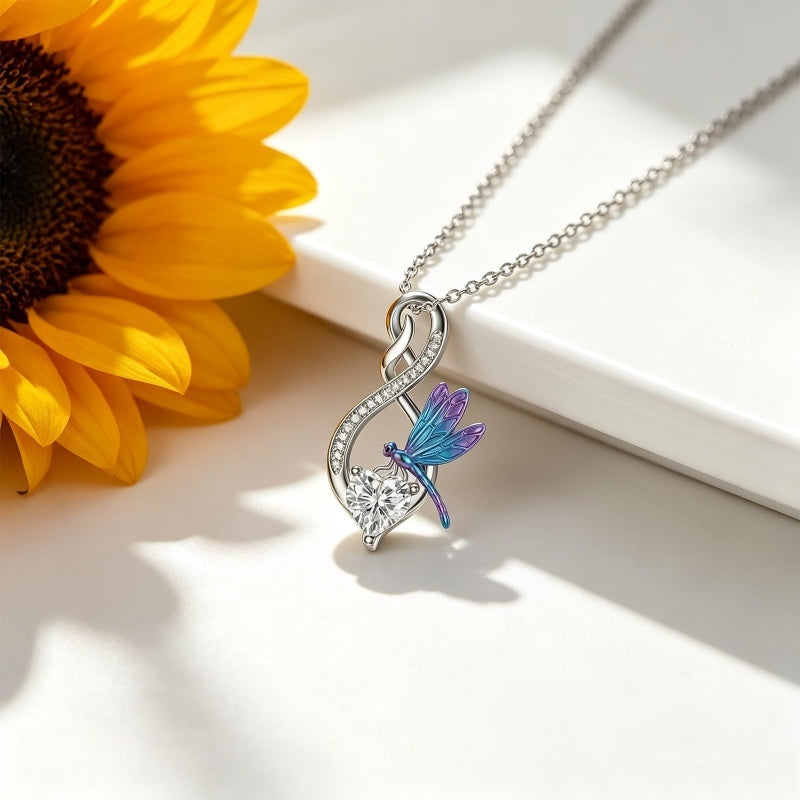 Sterling Silver 12 Month Birthstone Infinity Heart Animal Pendant Necklace Christmas Birthday Jewelry Gift
