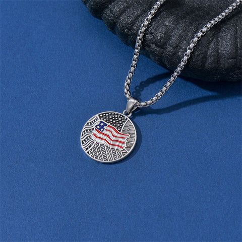 Sterling Silver American Flag Football Basketball Soccer Volleyball Tennis Baseball Pendant Necklace