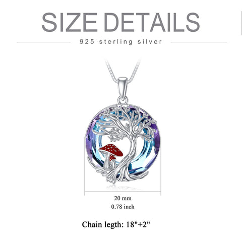 Sterling Silver Crystal Tree of Life Moon Phase Pendant Necklace