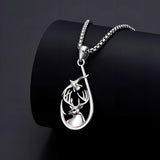Sterling Silver Deer Bass Fish Wild Duck Fish Hook Pendant Necklace Hunting Jewelry Gifts for Men