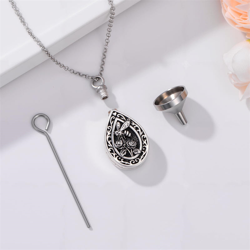 Sterling Silver Bumble Bee  Butterfly Cardinal Cross Dragonfly Hummingbird Paw Print Urn Necklace for Ashes