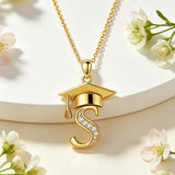 Initial  Graduation 14K Gold Plated Inspiring Grad Pendant Necklace Graduations Jewelry Gifts