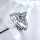 Sterling Silver Kite Cut Gemstone Engagement Wedding Promise Ring Gift For Valentine's Day