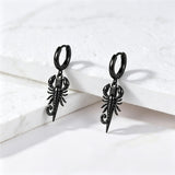 Sterling Silver Feather Arrow  Skull Spider Bat Scorpion Hoop Earrings Halloween Christmas Gift
