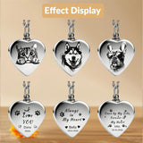 Stainless Steel Personalized Photo Engraved Heart Urn Necklace for Ashes