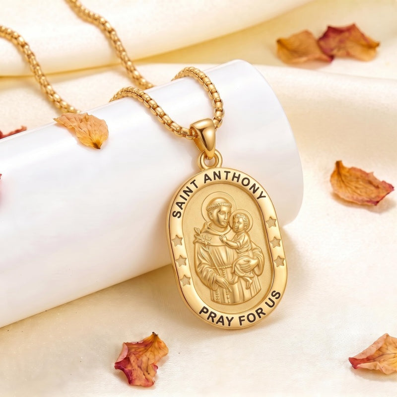 14K Gold  Plated Patron Saint Pendant Necklace Catholic Saints Religious Protective Jewelry Gift