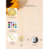 Sterling Sliver Birthstone Love Heart & Sunflower Pendant Necklace Engraved With You Are My Sunshine