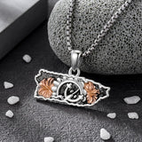 Sterling Silver Frog Flag Puerto Rico Pendant Necklace