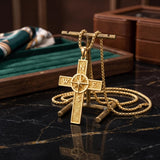 14K Gold Plated Cross Pendant Necklace for Men Religious Jewelry Christian Gift