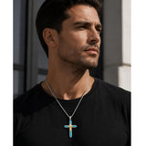 14K Gold Plated Two Tone Cross Pendant Necklace Christian Jewelry Religious Gift