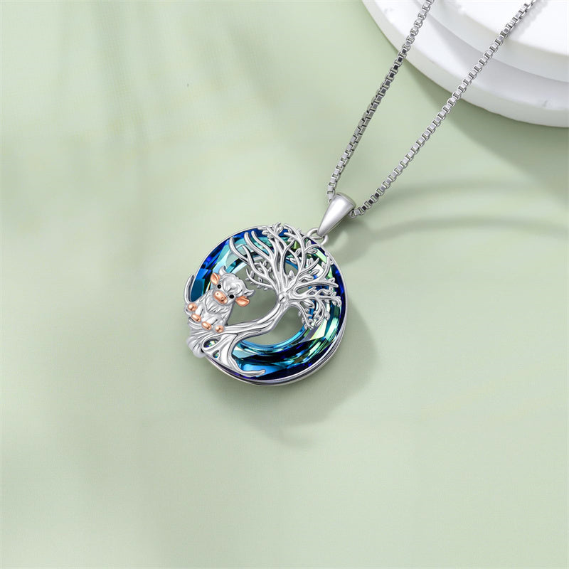 Sterling Silver Crystal Tree of Life Cardinal  Cat Hummingbird Dog Dragonfly Eagle Pendant Necklace