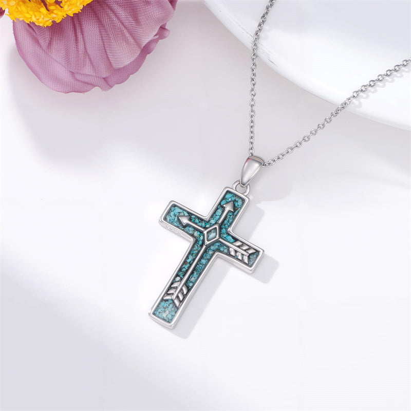 Sterling Silver Cross Pendant Necklace for Women Southwestern Cross Jewelry Gifts