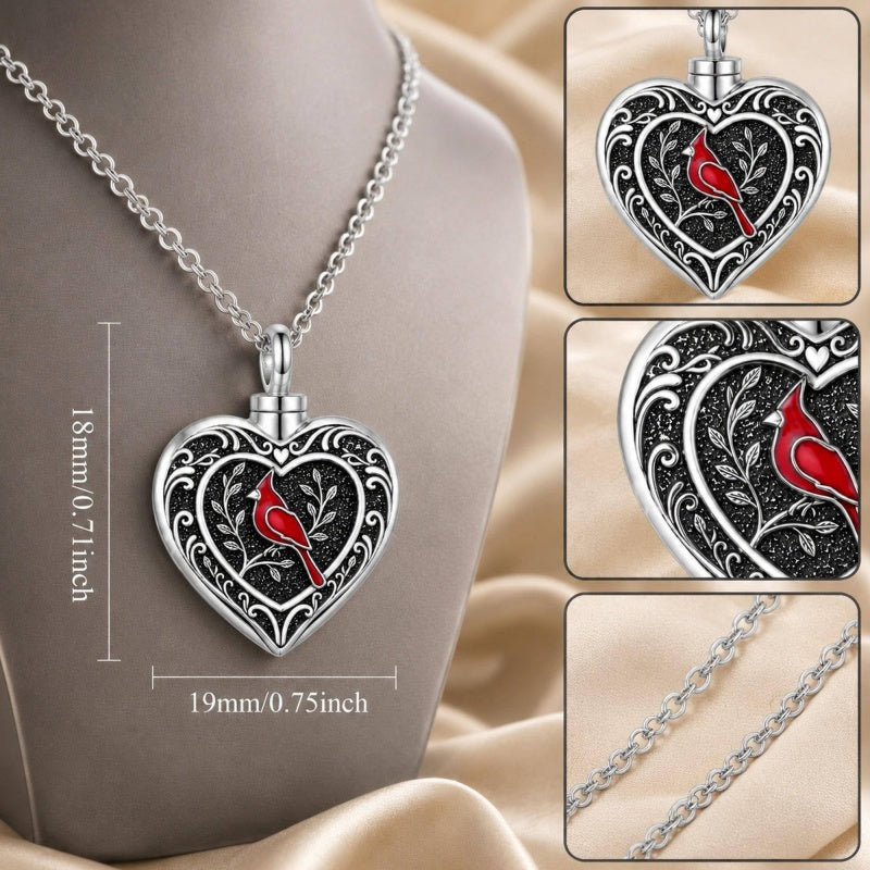 Sterling Silver Cross Hummingbird Cardinal  Rose Sunflower Urn  Necklace for Ashes Cremation Jewelry