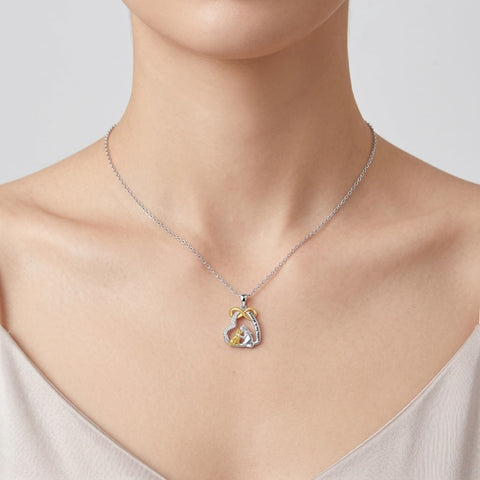 Sterling Silver Bunny Girl Pendant Necklace With Engraved Always in My Heart