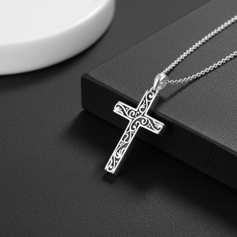 Sterling Silver Cross Pendant Necklace Christian Religious Jewelry Gifts for Anniversary