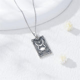 Sterling Silver Tarot Card 12 Zodiac Sign Pendant Necklace