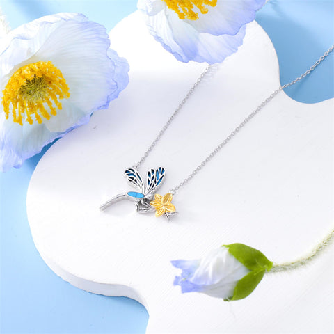 Sterling Silver Turquoise Dragonfly Pendant Necklace