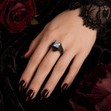 Sterling Silver 10K 14K 18K Gold Moissanite Gothic Black  Engagement Wedding Ring  for Women Halloween Gift