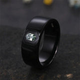 Sterling Silver Personalized Engraved Moss Agate Wedding Rings Promise Ring for Men