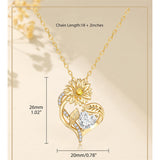 Sterling Sliver Birthstone Love Heart & Sunflower Pendant Necklace Engraved With You Are My Sunshine