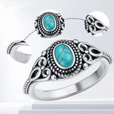14K Gold Plated Turquoise Ring Western Jewelry Anniversary Birthday Gift for Women
