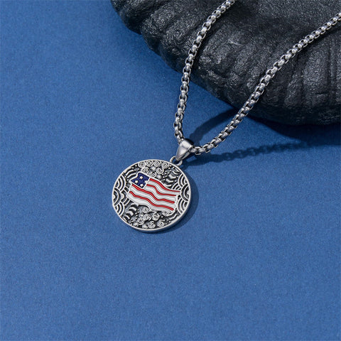 Sterling Silver American Flag Football Basketball Soccer Volleyball Tennis Baseball Pendant Necklace