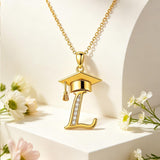 Initial  Graduation 14K Gold Plated Inspiring Grad Pendant Necklace Graduations Jewelry Gifts