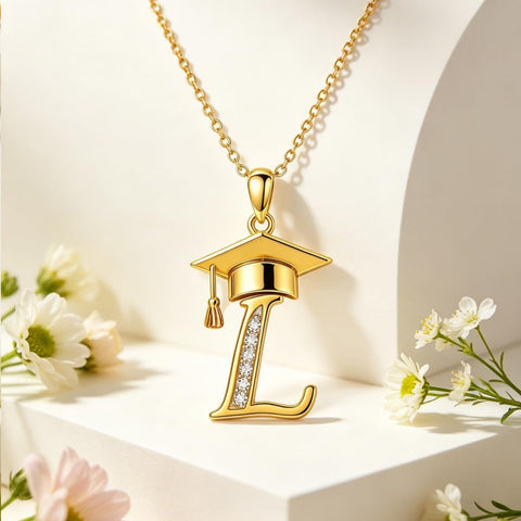 Initial  Graduation 14K Gold Plated Inspiring Grad Pendant Necklace Graduations Jewelry Gifts