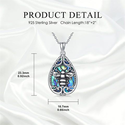 Sterling Silver Abalone Shell Dragonfly Butterfly Bee Hummingbird Pendant Necklace for Women