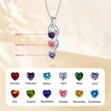 10K 14K 18K Gold Personalized 1-6 Simulated Birthstones Mother's Name Heart Pendant Necklace