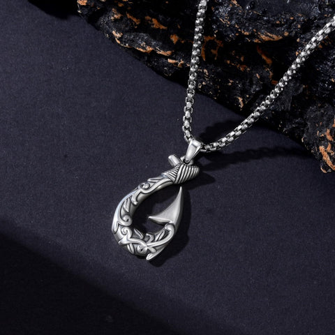 Sterling Silver Deer Bass Fish Wild Duck Fish Hook Pendant Necklace Hunting Jewelry Gifts for Men
