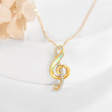 14K Yellow Gold Music Note Pendant Necklace
